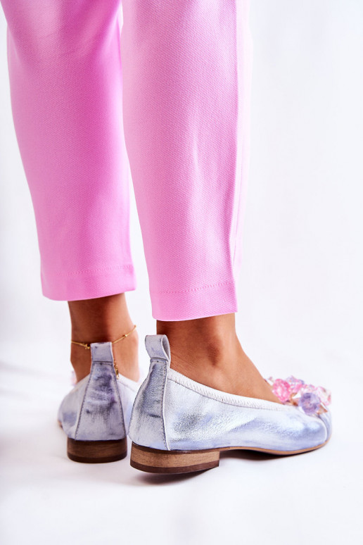 Zazoo 2749  baleríny s třpytivýma očima Bílá-modrá