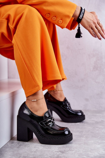 s efektem laku boty silný podpatek Černé Lemar Jaime