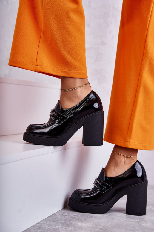 s efektem laku boty silný podpatek Černé Lemar Jaime