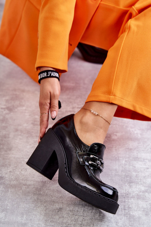 s efektem laku boty silný podpatek Černé Lemar Jaime