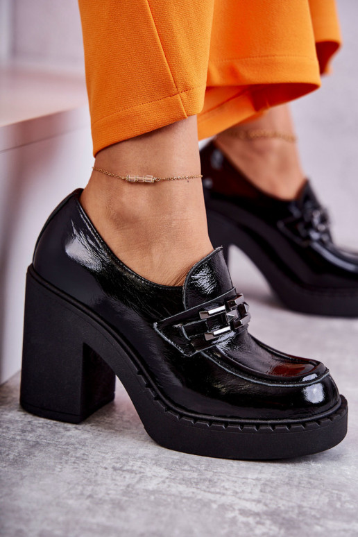 s efektem laku boty silný podpatek Černé Lemar Jaime