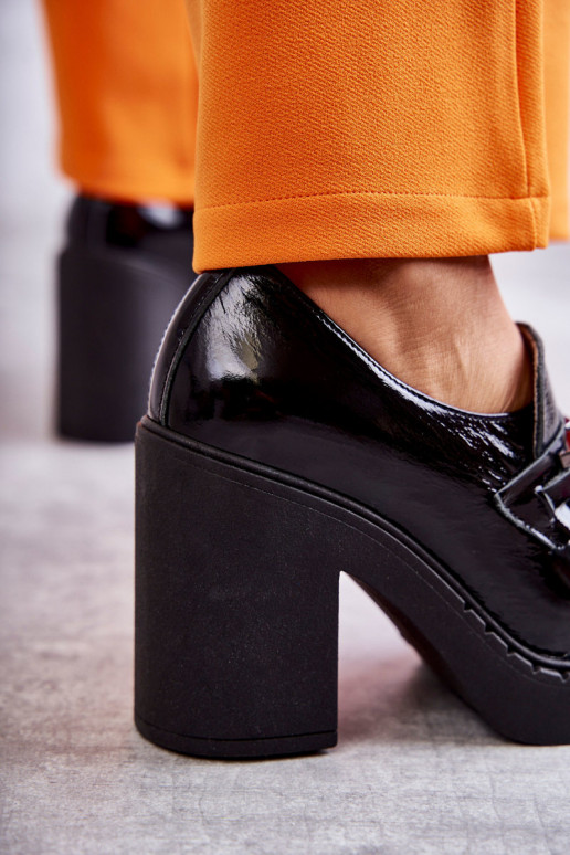 s efektem laku boty silný podpatek Černé Lemar Jaime