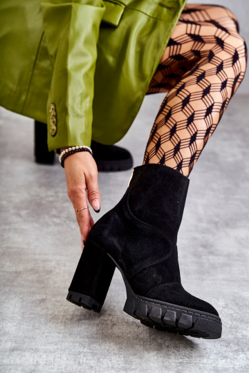 Semišové boty s podpatky Černé Elia 2