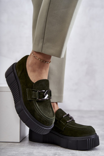  ze semiše boty s platformou khaki Lemar Marsol