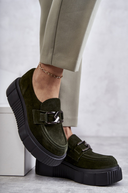 ze semiše boty s platformou khaki Lemar Marsol  ze semiše boty s platformou khaki Lemar Marsol