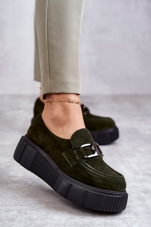 ze semiše boty s platformou khaki Lemar Marsol  ze semiše boty s platformou khaki Lemar Marsol