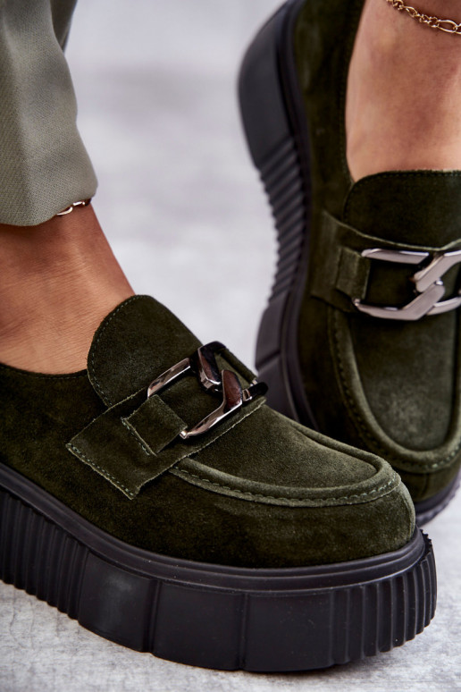 ze semiše boty s platformou khaki Lemar Marsol  ze semiše boty s platformou khaki Lemar Marsol