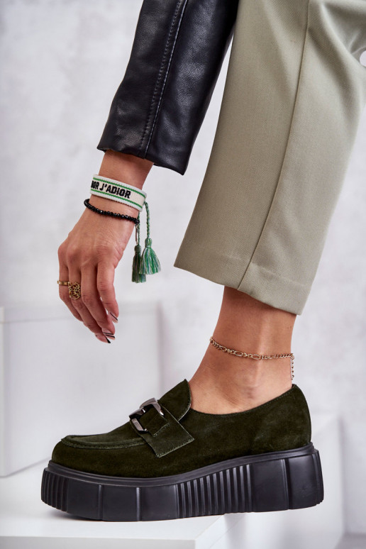 ze semiše boty s platformou khaki Lemar Marsol  ze semiše boty s platformou khaki Lemar Marsol