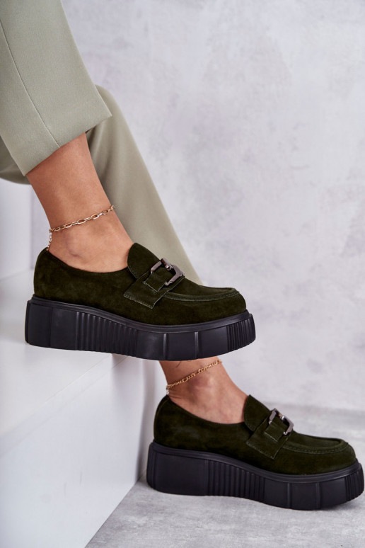 ze semiše boty s platformou khaki Lemar Marsol  ze semiše boty s platformou khaki Lemar Marsol
