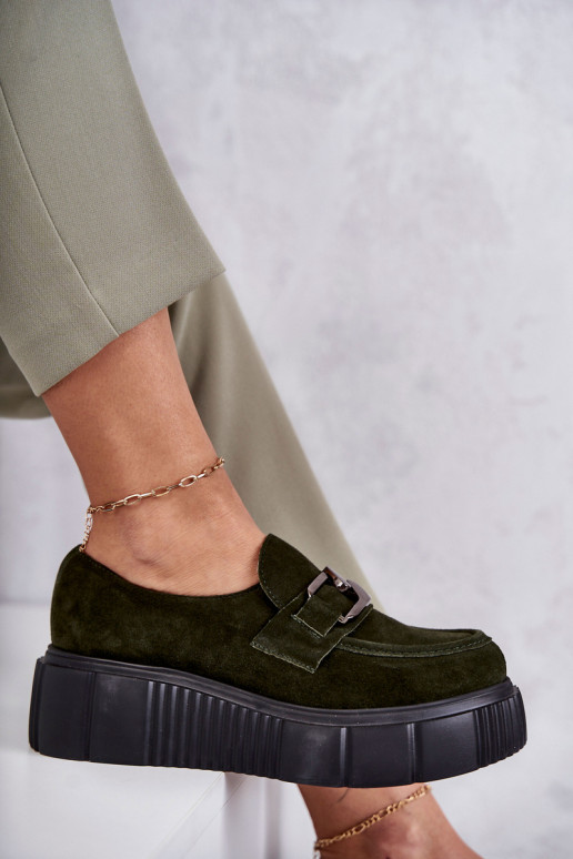 ze semiše boty s platformou khaki Lemar Marsol  ze semiše boty s platformou khaki Lemar Marsol