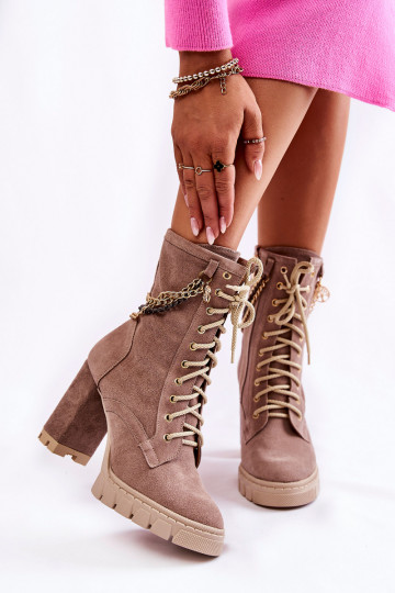 Semišové boty se šněrováním  Shoes 3244/G béžové