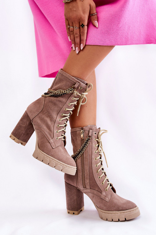 Semišové boty se šněrováním  Shoes 3244/G béžové Semišové boty se šněrováním  Shoes 3244/G béžové