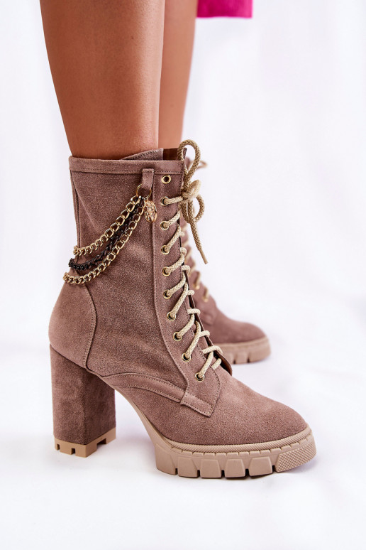 Semišové boty se šněrováním  Shoes 3244/G béžové Semišové boty se šněrováním  Shoes 3244/G béžové