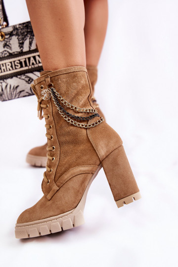 Semišové boty se šněrováním  Shoes 3244/G béžové 2