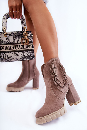 Semišové boty s platformou  Shoes 3251 cappuccino 2