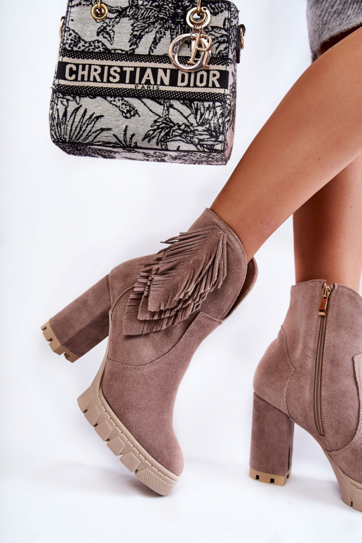 Semišové boty s platformou  Shoes 3251 cappuccino