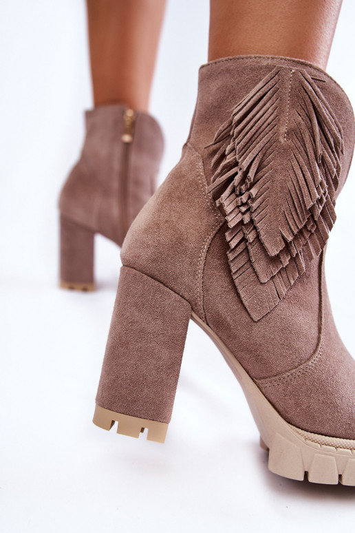 Semišové boty s platformou  Shoes 3251 cappuccino