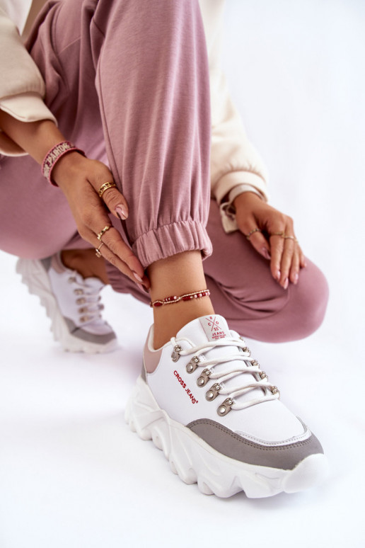 Tenisky s platformou Cross  KK2R4071C bílé  Tenisky s platformou Cross  KK2R4071C bílé