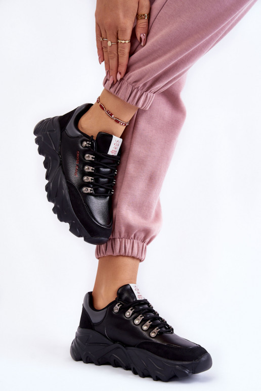 Tenisky s platformou Cross  KK2R4073C Černé  Tenisky s platformou Cross  KK2R4073C Černé