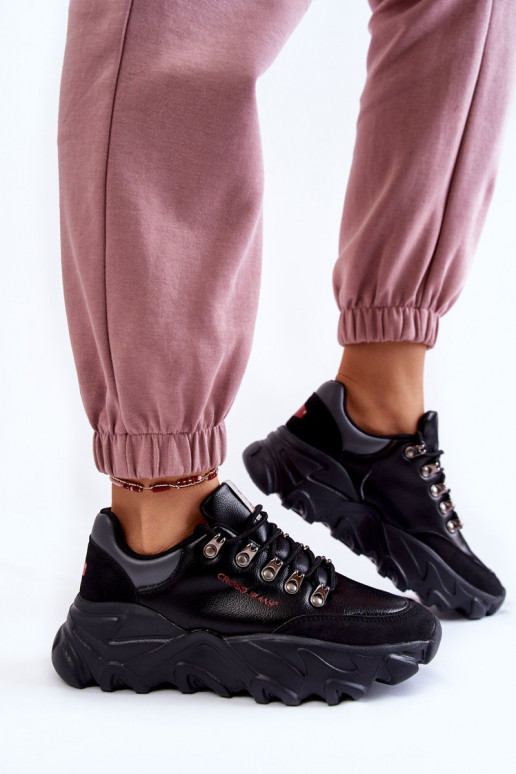 Tenisky s platformou Cross  KK2R4073C Černé  Tenisky s platformou Cross  KK2R4073C Černé