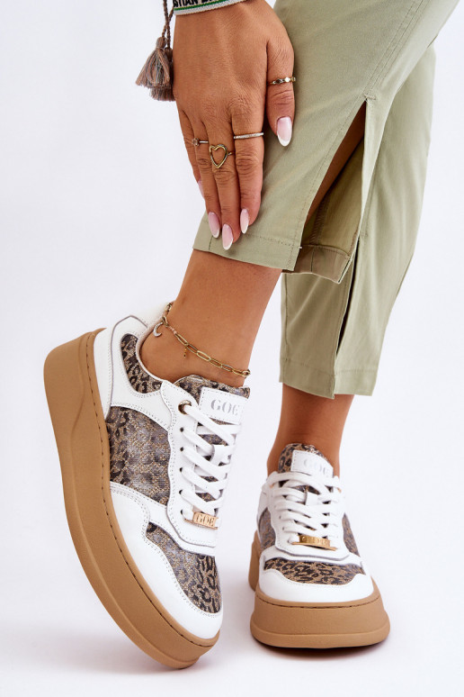 Pohodlné tenisky GOE LL2N4052 Bílá-béžové  Pohodlné tenisky GOE LL2N4052 Bílá-béžové