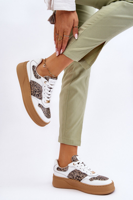 Pohodlné tenisky GOE LL2N4052 Bílá-béžové  Pohodlné tenisky GOE LL2N4052 Bílá-béžové