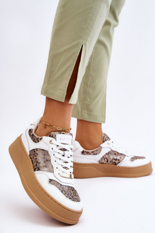 Pohodlné tenisky GOE LL2N4052 Bílá-béžové  Pohodlné tenisky GOE LL2N4052 Bílá-béžové