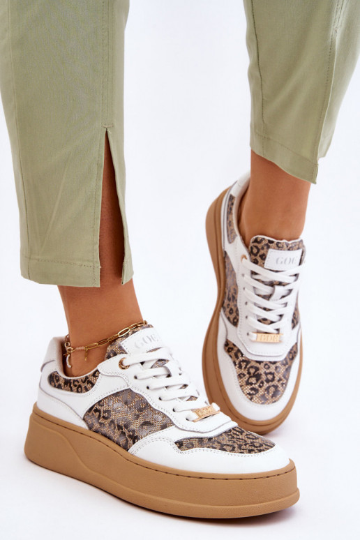 Pohodlné tenisky GOE LL2N4052 Bílá-béžové  Pohodlné tenisky GOE LL2N4052 Bílá-béžové