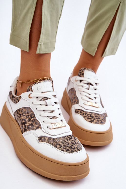 Pohodlné tenisky GOE LL2N4052 Bílá-béžové  Pohodlné tenisky GOE LL2N4052 Bílá-béžové