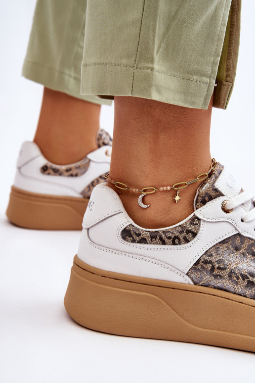 Pohodlné tenisky GOE LL2N4052 Bílá-béžové  Pohodlné tenisky GOE LL2N4052 Bílá-béžové