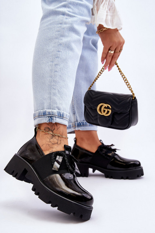 s efektem laku boty s pěknými detaily Černé Keily s efektem laku boty s pěknými detaily Černé Keily