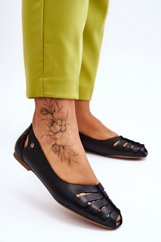 Pohodlné kožené baleríny  Černé Lemar Luka Pohodlné kožené baleríny  Černé Lemar Luka