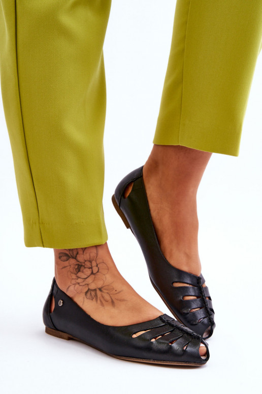 Pohodlné kožené baleríny  Černé Lemar Luka Pohodlné kožené baleríny  Černé Lemar Luka