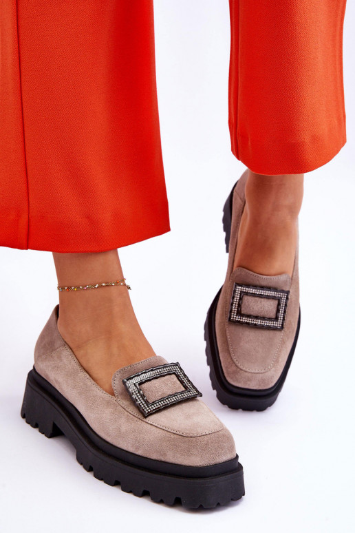 Semišové mokasíny béžové Agathe  Semišové mokasíny béžové Agathe