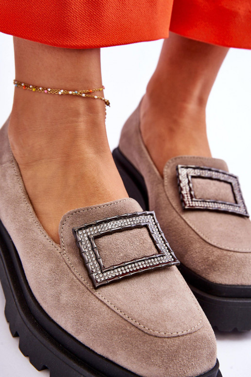 Semišové mokasíny béžové Agathe  Semišové mokasíny béžové Agathe