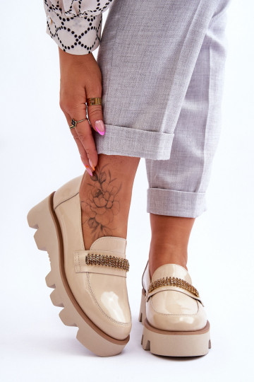mokasíny s platformou s ornamenty Laura Messi 2600 béžové