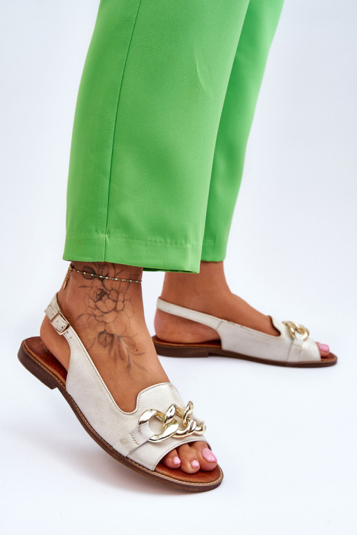 Dámské sandály   Shoes 3230 béžové-zlaté barvy Dámské sandály   Shoes 3230 béžové-zlaté barvy