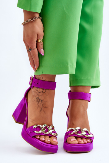  Semišové sandály se širokým podpatkem  Shoes 3207 růžová