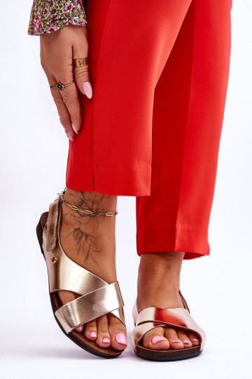 Zazoo 40141 Dámské sandály se samolepicími uzávěry zlaté barvy