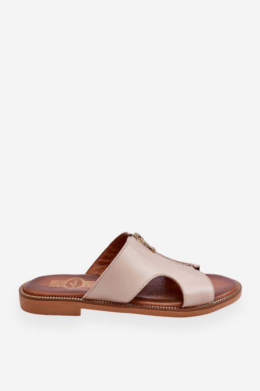  Pantofle s ozdobnými zipy béžové Lemar Clarence