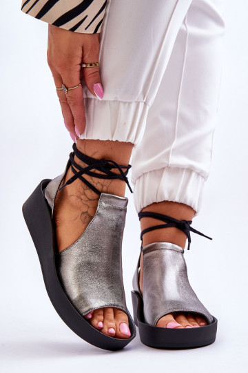  Sandály na platformě Nicole 2743/063 šedé-Černé