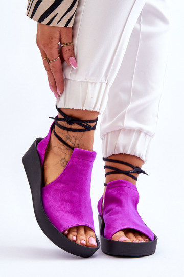 Zazoo 2743 Semišové sandály na platformě růžová