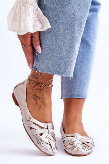 baleríny  01358-22 béžové-zlaté barvy