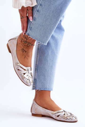 baleríny  01358-22 béžové-zlaté barvy 2