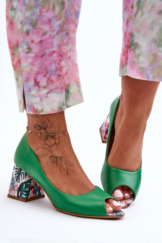 Obuv se zdobenými podpatky  Shoes 2608/K zelené  Obuv se zdobenými podpatky  Shoes 2608/K zelené