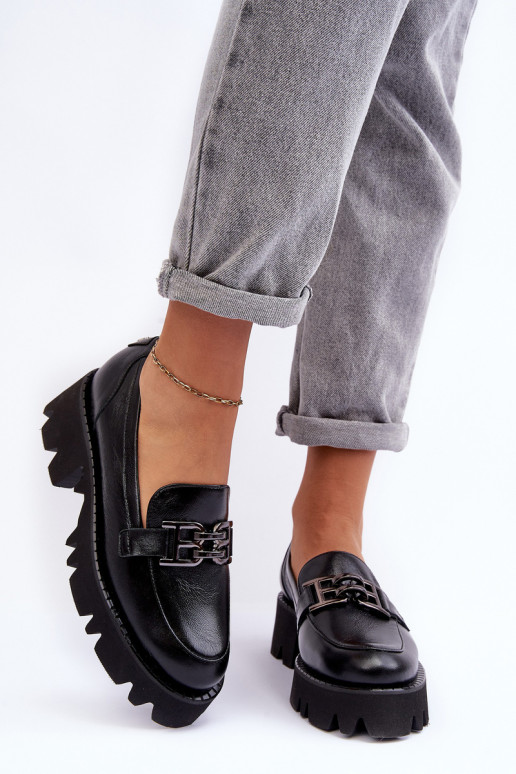 boty mokasíny s ornamenty Laura Messi 2699 Černé   boty mokasíny s ornamenty Laura Messi 2699 Černé