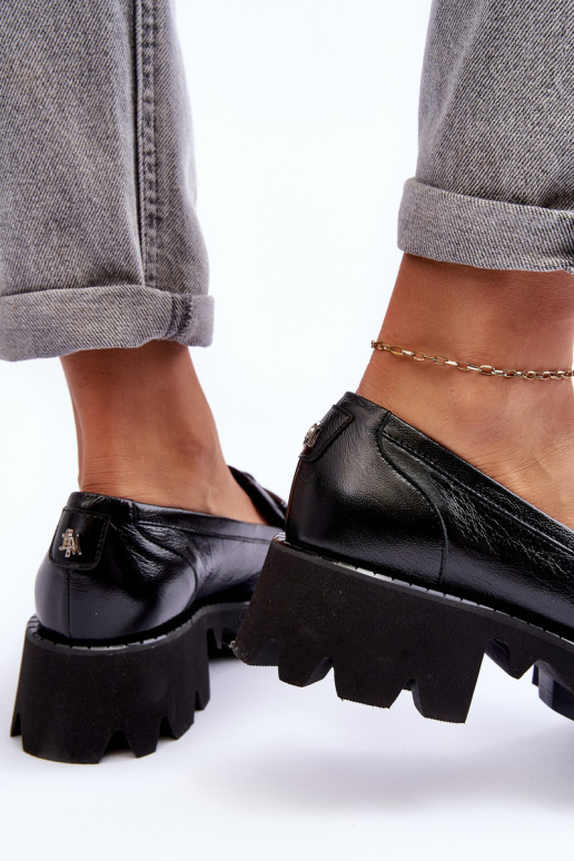 boty mokasíny s ornamenty Laura Messi 2699 Černé   boty mokasíny s ornamenty Laura Messi 2699 Černé