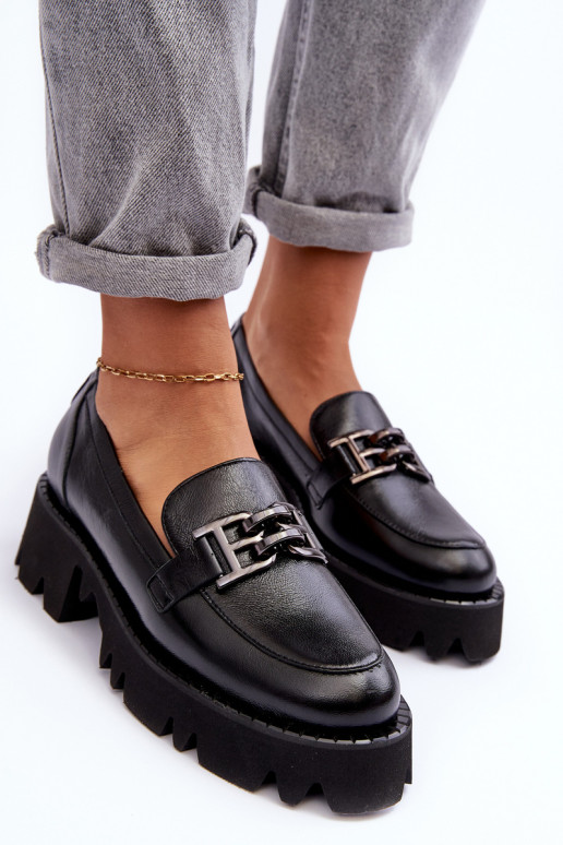 boty mokasíny s ornamenty Laura Messi 2699 Černé   boty mokasíny s ornamenty Laura Messi 2699 Černé