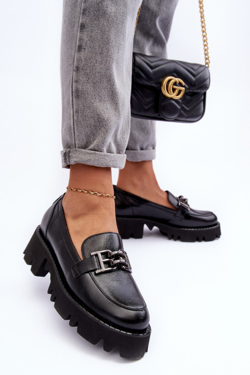 boty mokasíny s ornamenty Laura Messi 2699 Černé   boty mokasíny s ornamenty Laura Messi 2699 Černé