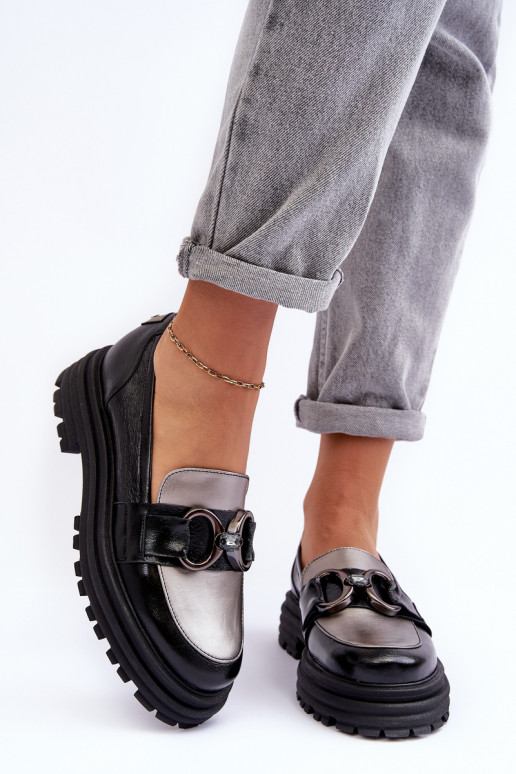 Kožené kotníkové boty s masivní podrážkou Černé Elkiza Kožené kotníkové boty s masivní podrážkou Černé Elkiza